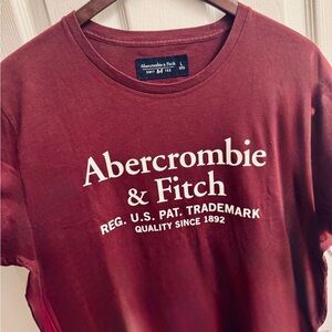 Abercrombie & Fitch Soft A+F Logo T-Shirt- L, Maroon